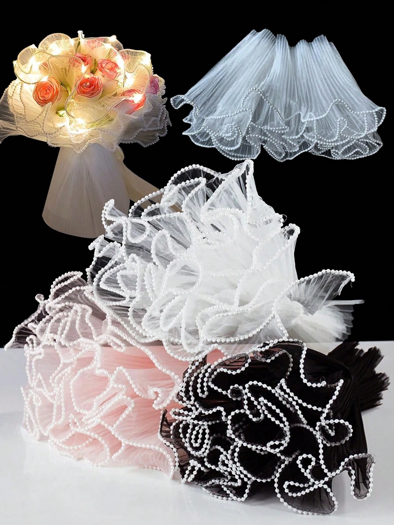 Ae Florist Supply - 4Yards Faux Pearl Edge Flower Wrapping
