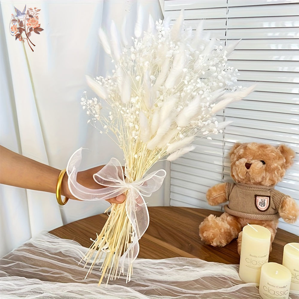 54Pcs White Dried Flower Brida - Dried Flower Bunch recension och pris