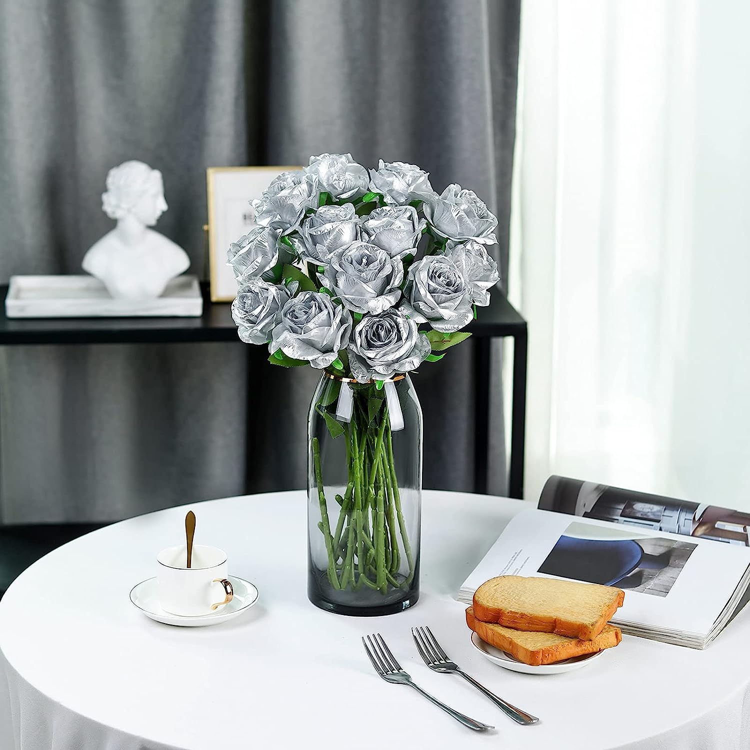 Artificial Silver Long Stem Ro - Dried Flower Bunch recension och pris