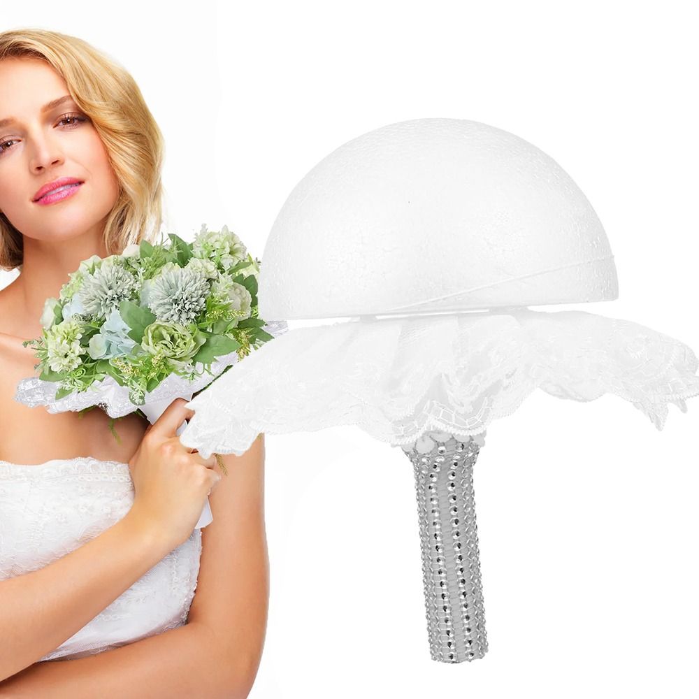 Fashion White Lace Foam Bouque - Bouquet Holder Foam recension och pris